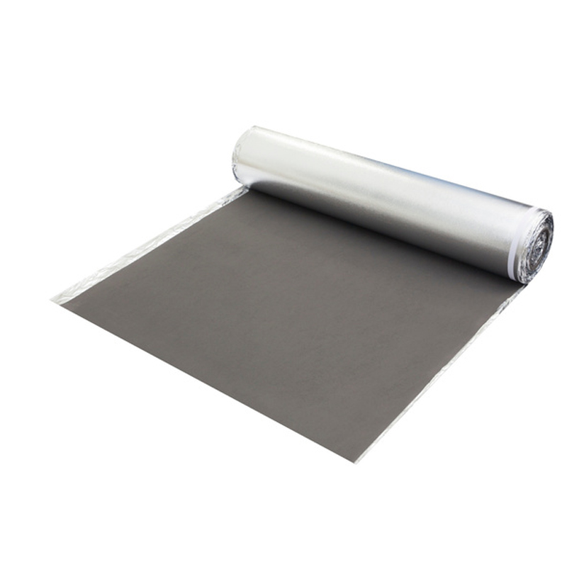 Acoustic EVA foam underlayment sheet rolled out before flooring installation